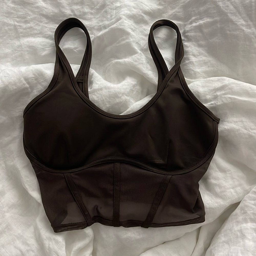 Alo Yoga Brown Corset Cropped Tank